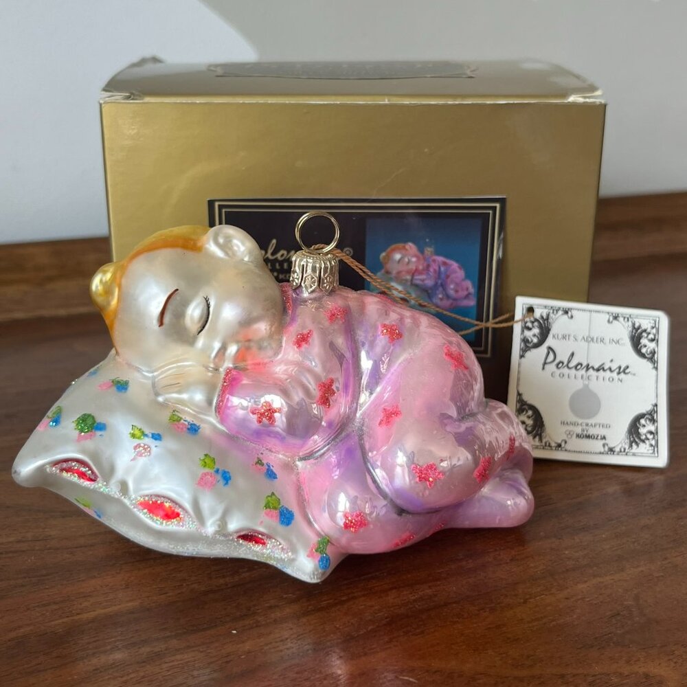 Kurt S. Adler Polonaise "Sweet Lullabye" Glass Baby Ornament 5" Komozja AP 1293